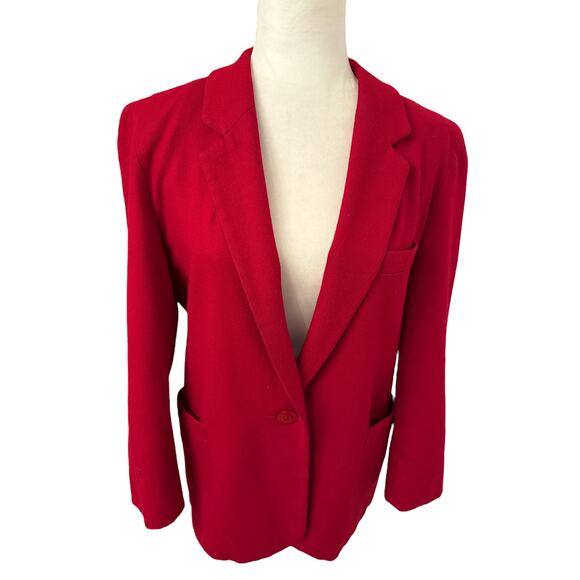 Premier Collection Women Classic Vintage Wool Solid Red Blazer Size Petite Small - Picture 4 of 11